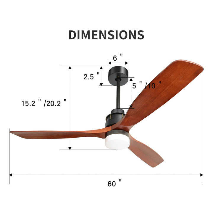 Sofucor 3-Blades 60'' Ceiling Fan With Light Remote Control DC Motor