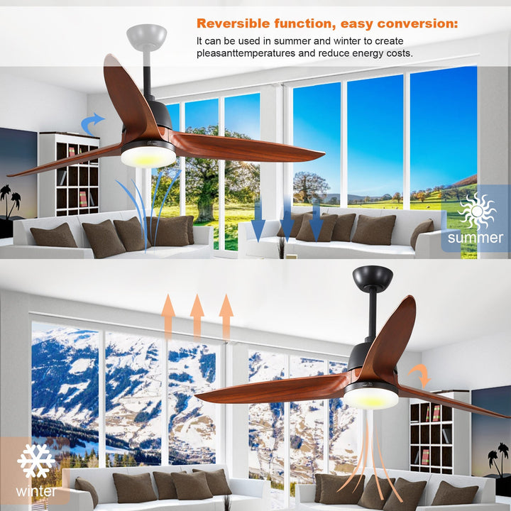 Sofucor 56'' Propeller Ceiling Fan With Light Remote Control DC Motor