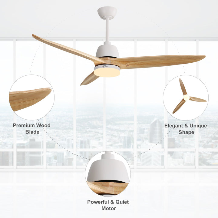 Sofucor 56'' Propeller Ceiling Fan With Remote Control Light DC Motor