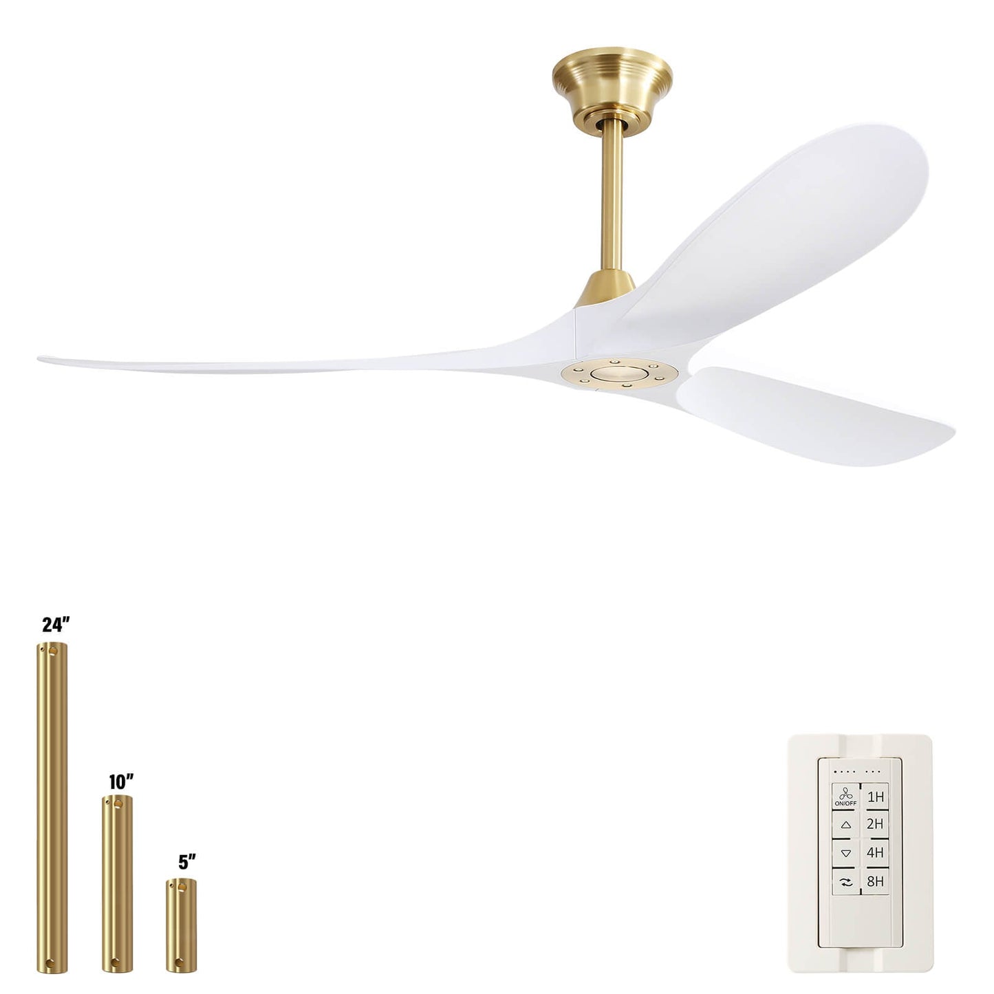 Sofucor 60 Inch Ceiling Fan No Light With Remote 3 ABS Blades
