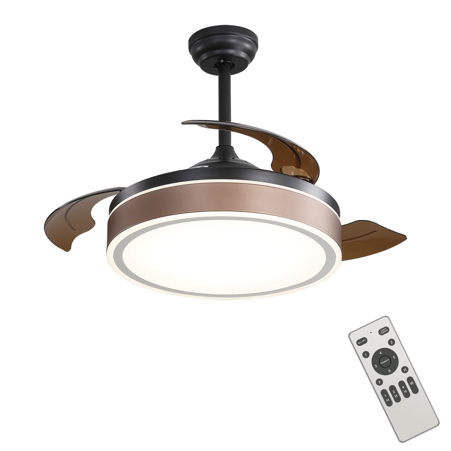 Sofucor 42 Inch Retractable Blades Ceiling Fan With Light Remote