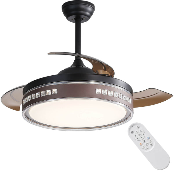 Sofucor 42'' Ceiling Fan With Retractable Blades LED Light