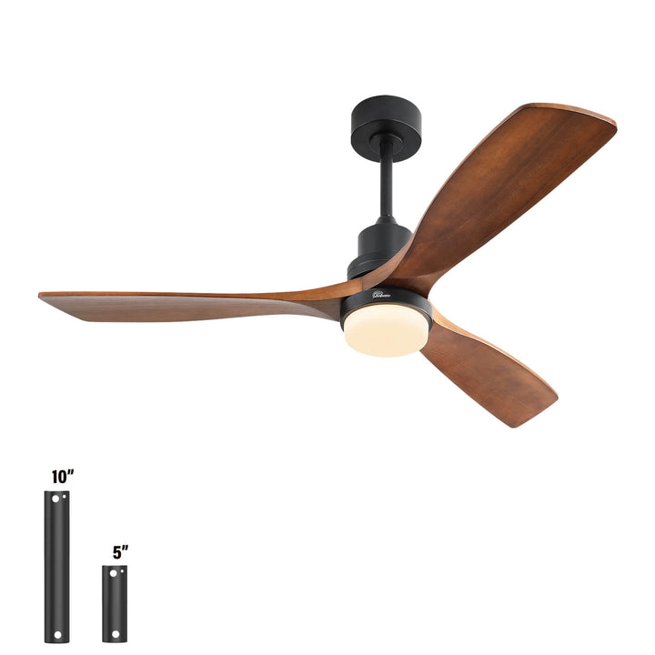 Sofucor 52'' Ceiling Fan With Light Remote Control DC Motor 3 Blades Walnut