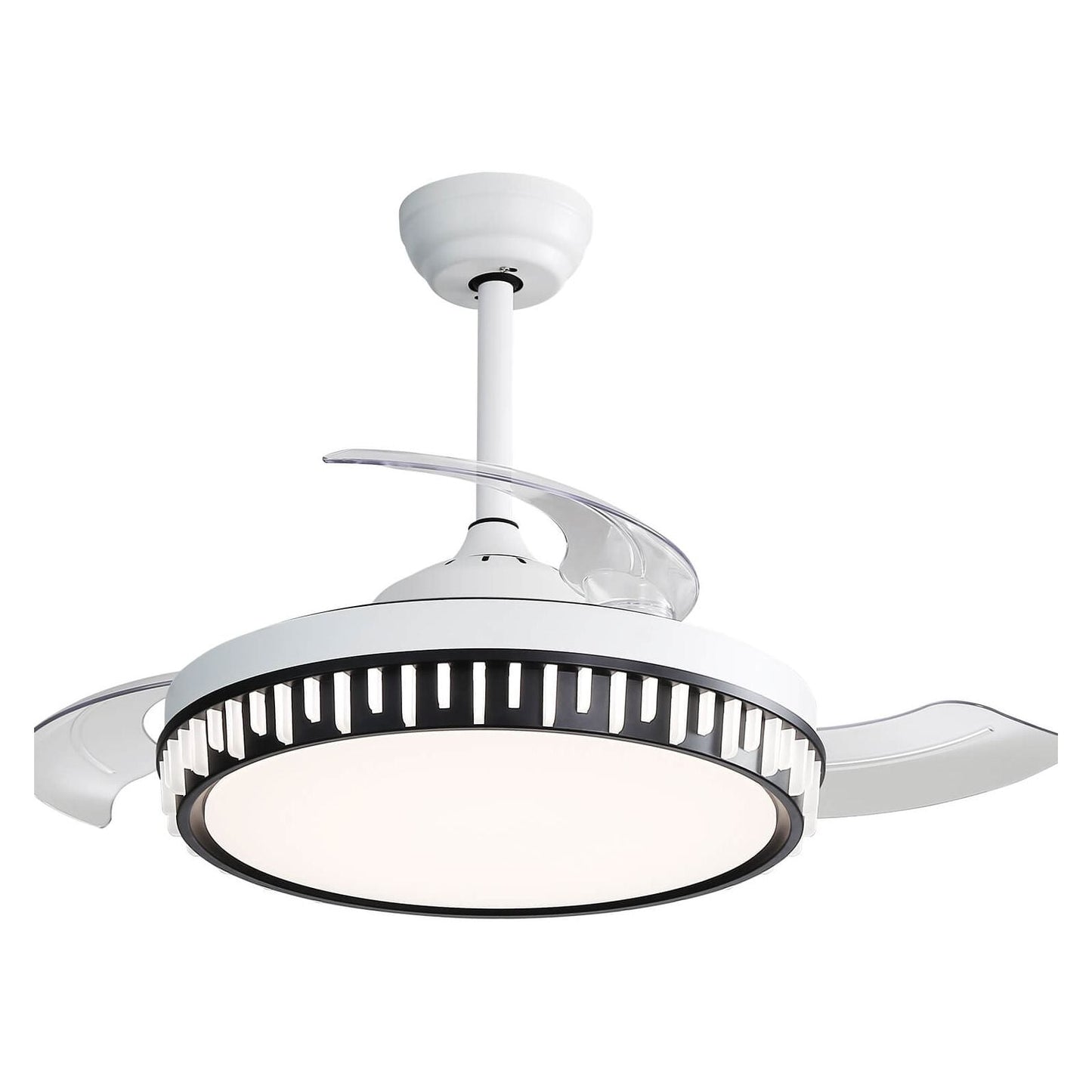 Sofucor 42 Inch Retractable-Blades Ceiling Fan With LED Light Remote Control